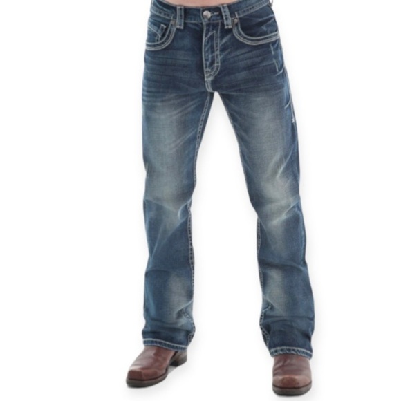 B. Tuff 28x30 Torque Mens Cowboy Bootcut Jeans (Tag 28x32) Embroidered Distress - Picture 2 of 13